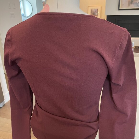Judith & Charles LS V Neck Knit Viscose Poly Blend Top Burgundy/Wine Sz M - Picture 5 of 9
